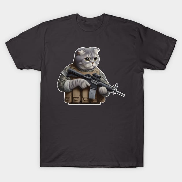 Tactical Cat T-Shirt by Rawlifegraphic